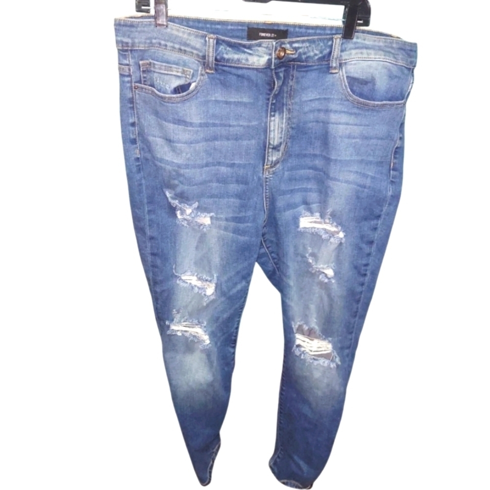 Forever 21 Blue Skinny Distressed Jeans